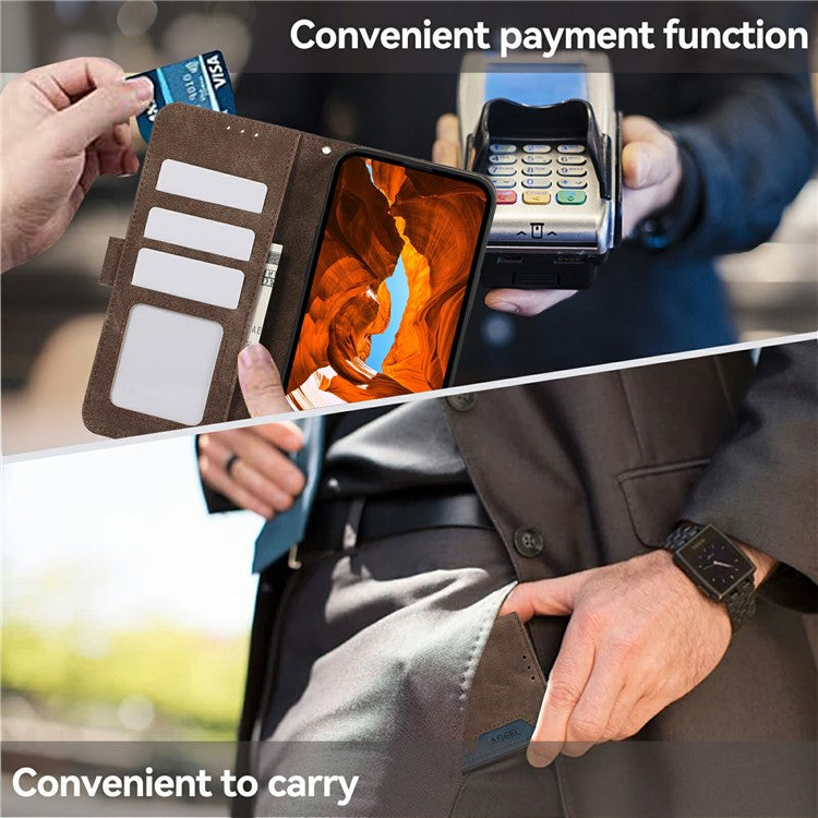 ABEEL For Motorola Moto G15 4G  /  G05 4G Case Color Splicing Leather Flip Phone Cover RFID Blocking - Brown