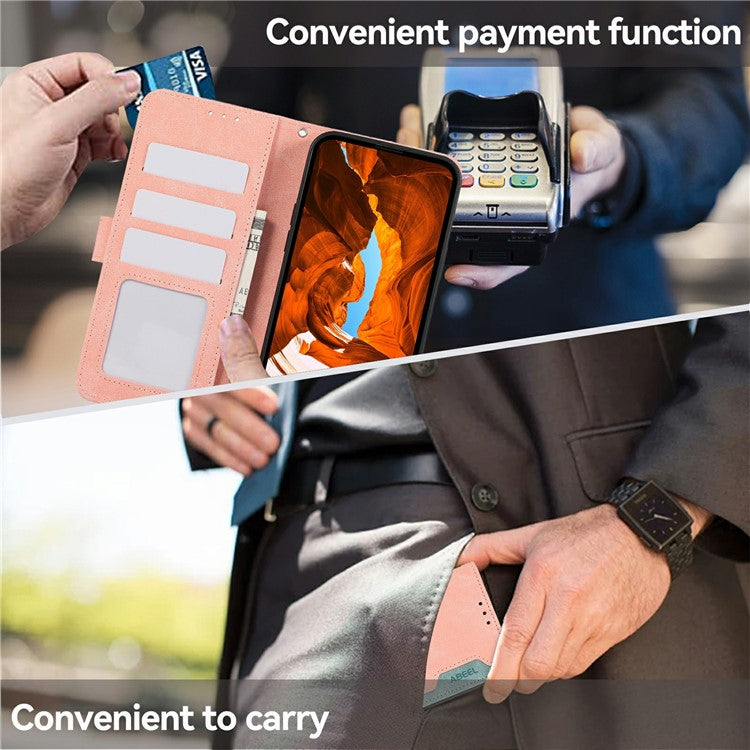 ABEEL For Motorola Moto G15 4G  /  G05 4G Case Color Splicing Leather Flip Phone Cover RFID Blocking - Pink