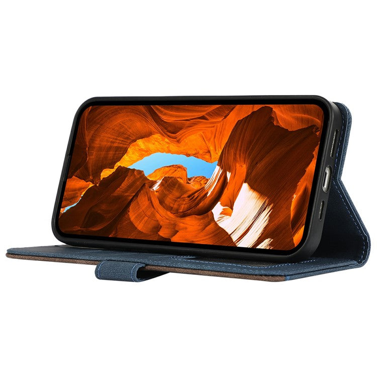 ABEEL For Motorola Moto G15 4G  /  G05 4G Case Color Splicing Leather Flip Phone Cover RFID Blocking - Blue