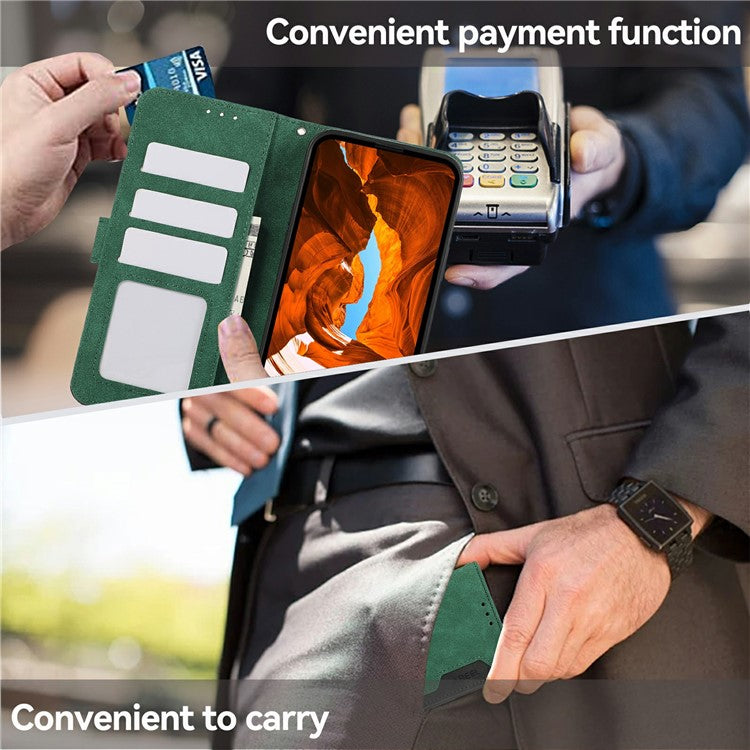 ABEEL For Motorola Moto G15 4G  /  G05 4G Case Color Splicing Leather Flip Phone Cover RFID Blocking - Green