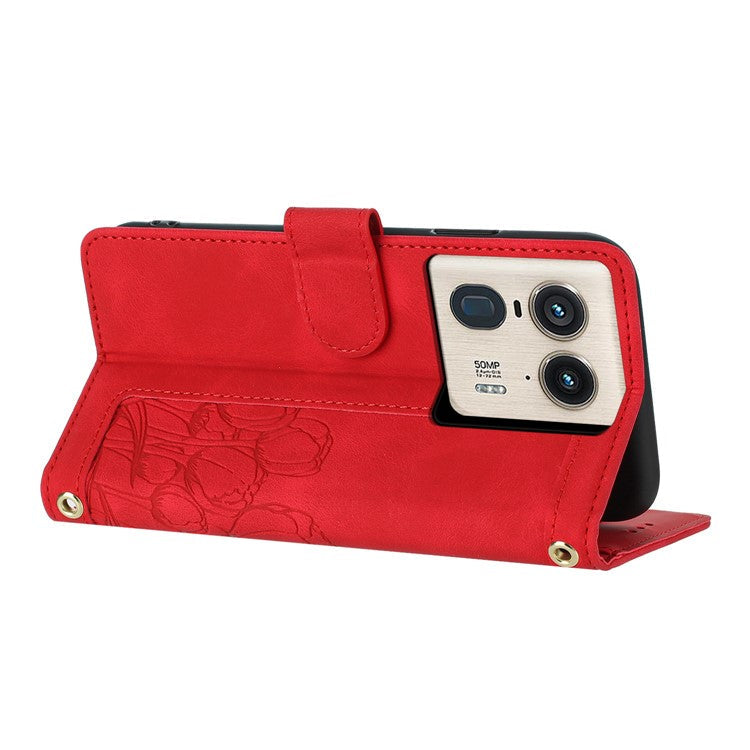 For Motorola Moto X50 Ultra 5G / Edge 50 Ultra 5G Tulip Leather Case Phone Cover with 5 Card Slots Wallet - Red