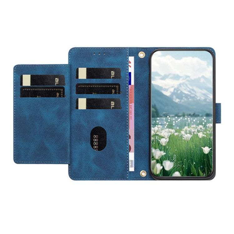For Motorola Moto X50 Ultra 5G / Edge 50 Ultra 5G Tulip Leather Case Phone Cover with 5 Card Slots Wallet - Blue