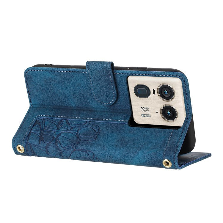 For Motorola Moto X50 Ultra 5G / Edge 50 Ultra 5G Tulip Leather Case Phone Cover with 5 Card Slots Wallet - Blue