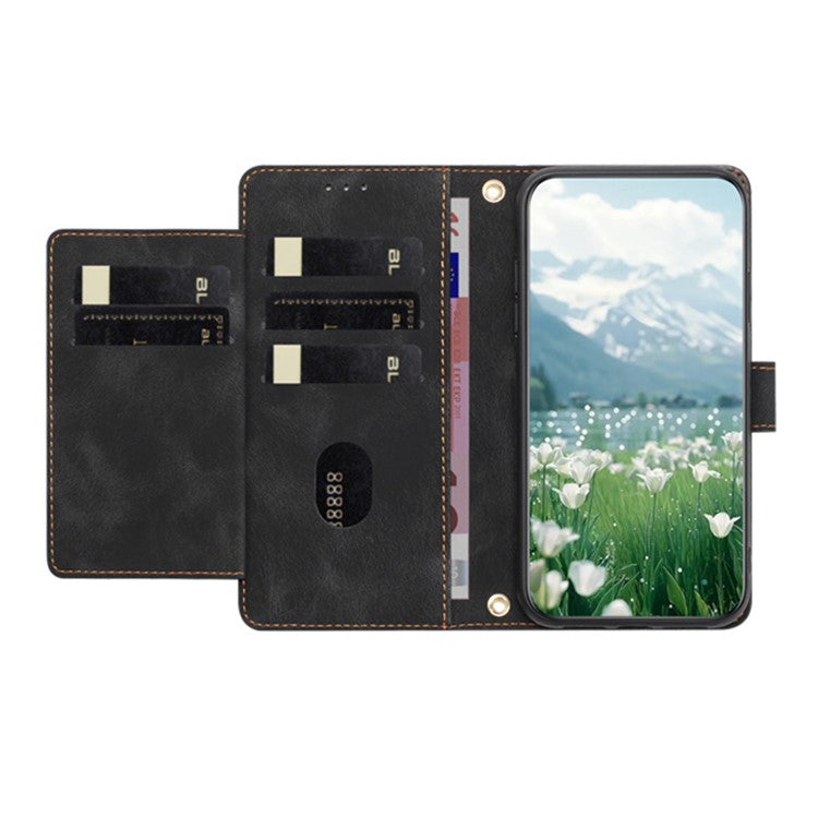 For Motorola Moto X50 Ultra 5G / Edge 50 Ultra 5G Tulip Leather Case Phone Cover with 5 Card Slots Wallet - Black