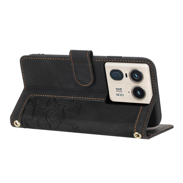 For Motorola Moto X50 Ultra 5G / Edge 50 Ultra 5G Tulip Leather Case Phone Cover with 5 Card Slots Wallet - Black