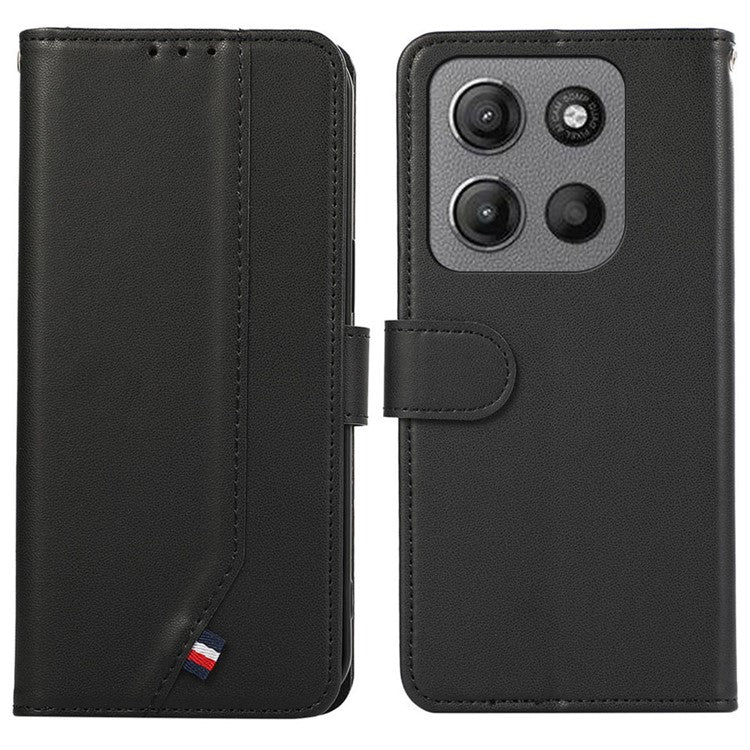 For Motorola Moto G15 4G Case RFID Blocking Flip Leather Phone Cover - Black