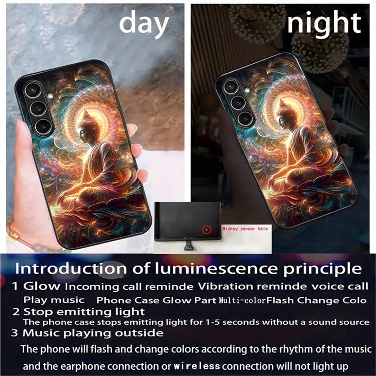 For Samsung Galaxy A56 5G Case Call Flash Series Pattern Printing Tempered Glass + TPU Combo Phone Case - Colorful Buddha