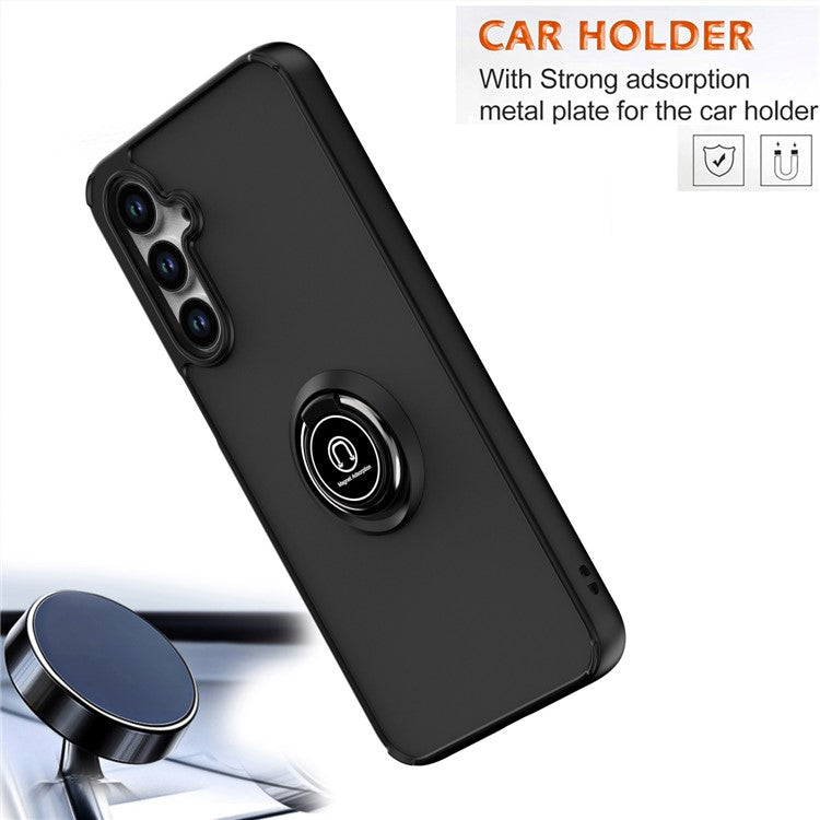For Samsung Galaxy A16 5G / 4G Case PC + TPU Ring Kickstand Anti Drop Phone Back Cover - Black / Red