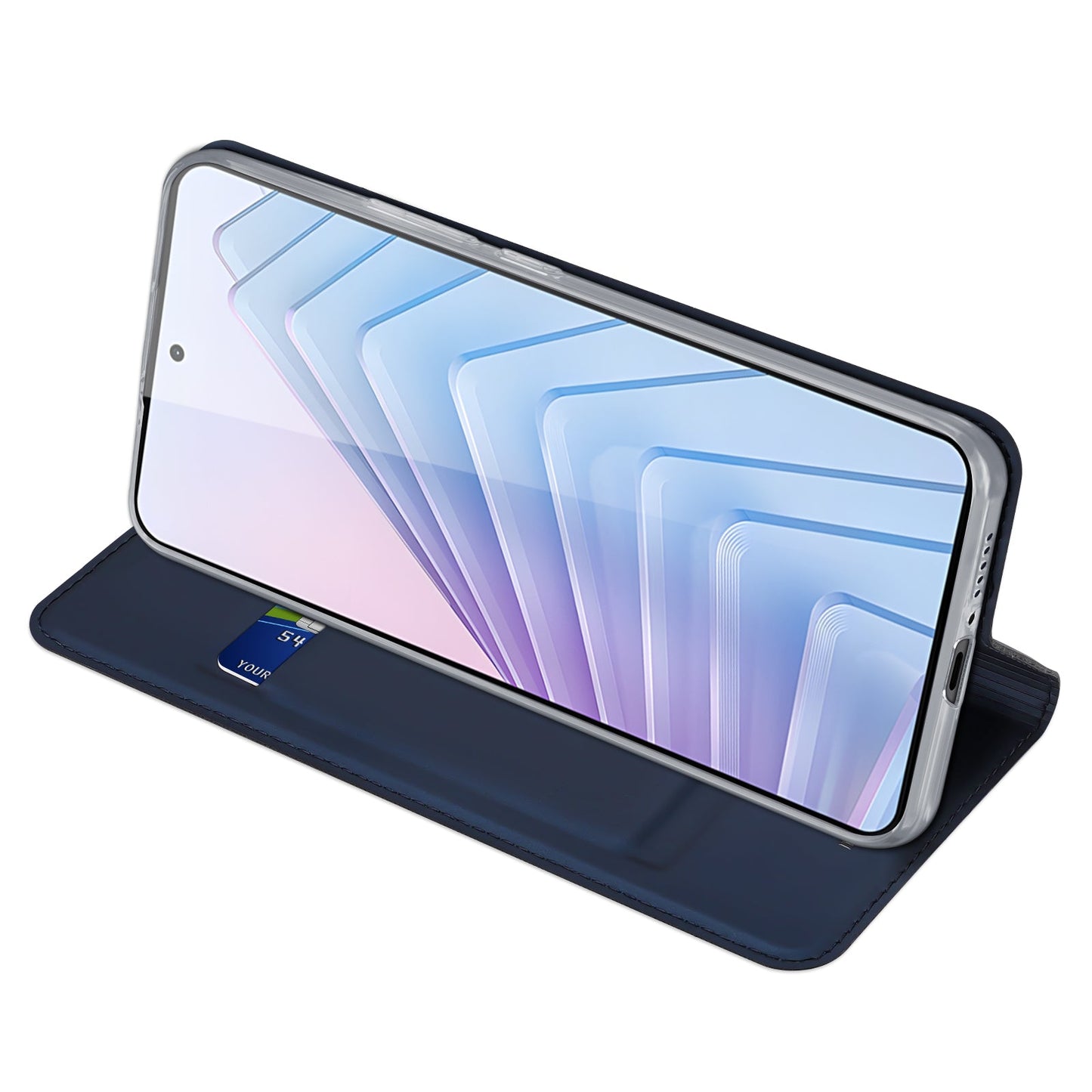 For Xiaomi Redmi Note 14 5G Case DUX DUCIS Skin Pro Series Leather Cover Card Holder - Blue