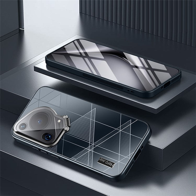 For Huawei Pura 70 Ultra Case Glass Lens Guard Kickstand TPU + PC Phone Back Cover - Black