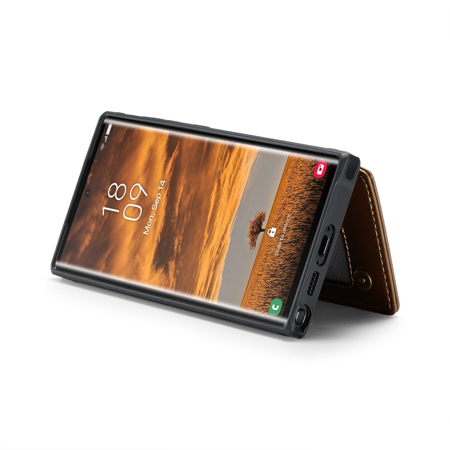 For Samsung Galaxy S25 Ultra Case CASEME C22 Series Leather+TPU Cover RFID Blocking 5 Card Slots - Brown