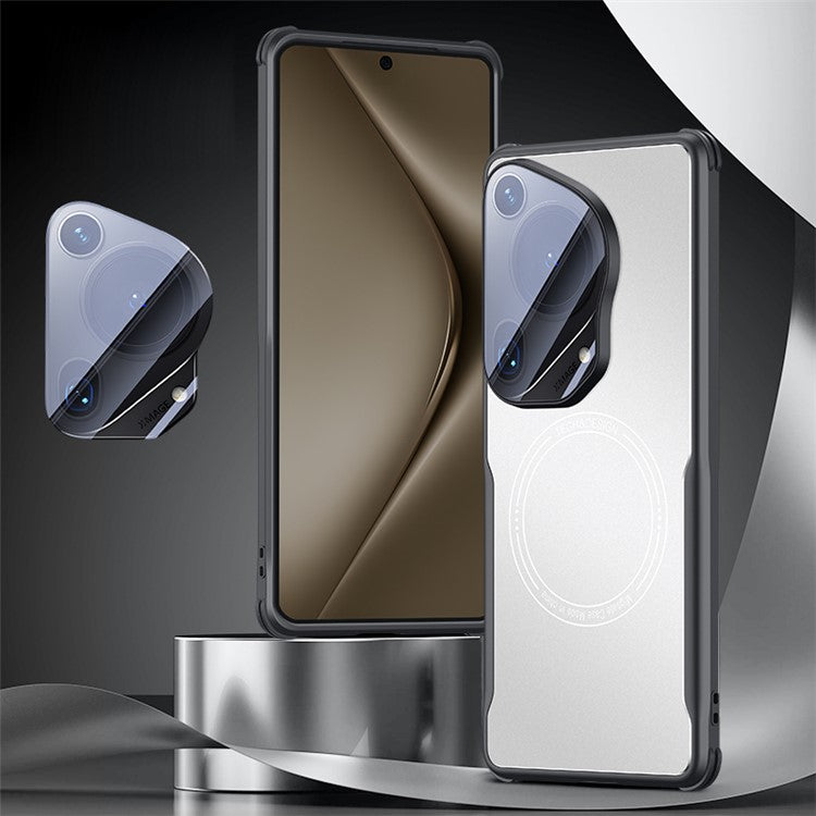 For Huawei Pura 70 Ultra Case TPU Frame Metal Back Panel Phone Cover Built In Glass Lens Film - White