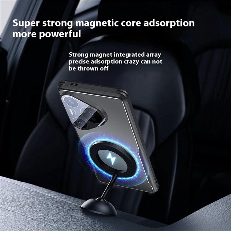 For Huawei Pura 70 Case TPU Frame Metal Back Panel Phone Cover Built In Glass Lens Film - Black