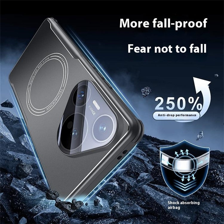 For Huawei Pura 70 Case TPU Frame Metal Back Panel Phone Cover Built In Glass Lens Film - Black
