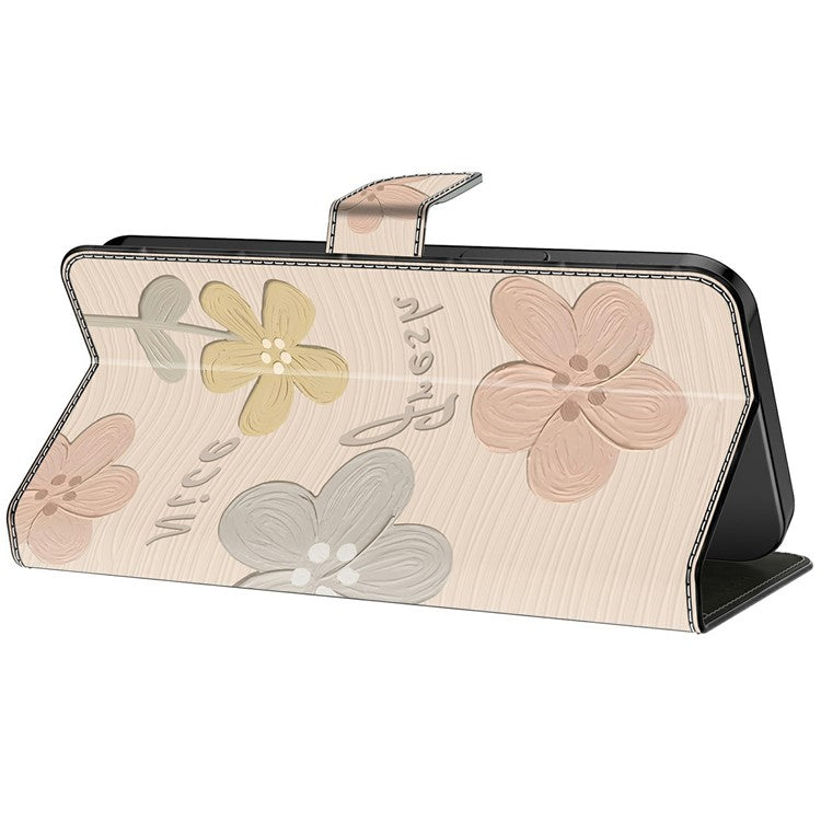 For iPhone 16 Plus Case Pattern Printing Anti-Drop Leather Flip Wallet Phone Cover - Fresh Flowers