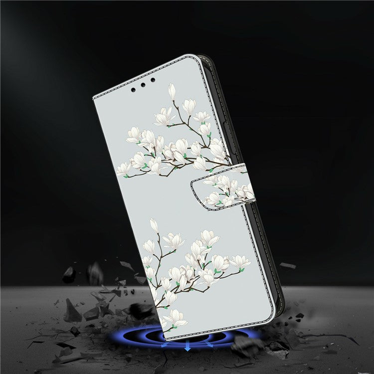 For iPhone 16 Plus Case Pattern Printing Anti-Drop Leather Flip Wallet Phone Cover - Magnolia