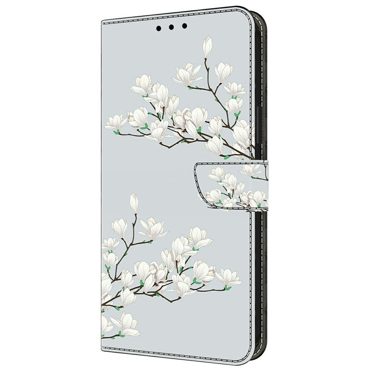 For iPhone 16 Plus Case Pattern Printing Anti-Drop Leather Flip Wallet Phone Cover - Magnolia