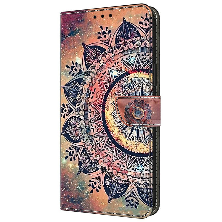 For iPhone 16 Plus Case Pattern Printing Anti-Drop Leather Flip Wallet Phone Cover - Mandala