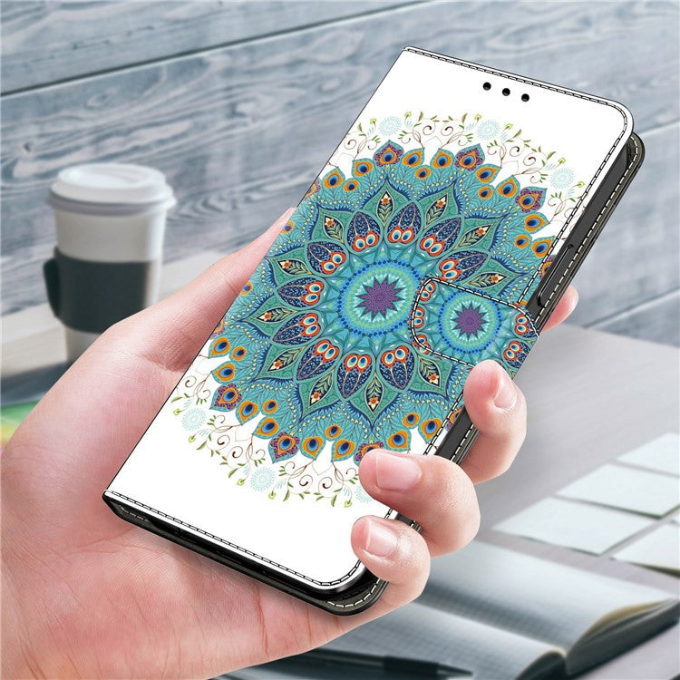 For iPhone 16 Plus Case Pattern Printing Anti-Drop Leather Flip Wallet Phone Cover - Peacock