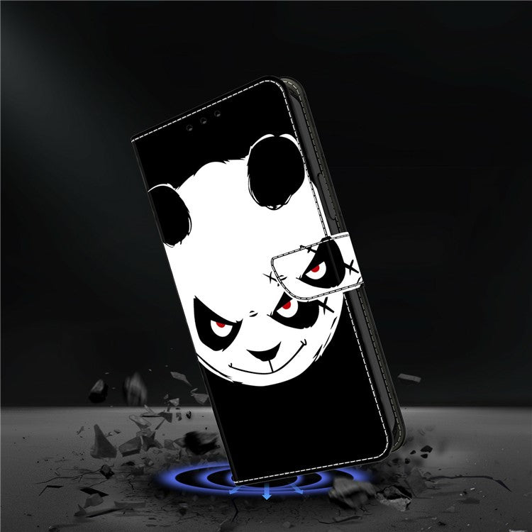 For Google Pixel 9 Pro / Pixel 9 Case Pattern Printing Anti-Drop Leather Flip Wallet Phone Cover - Angry Panda