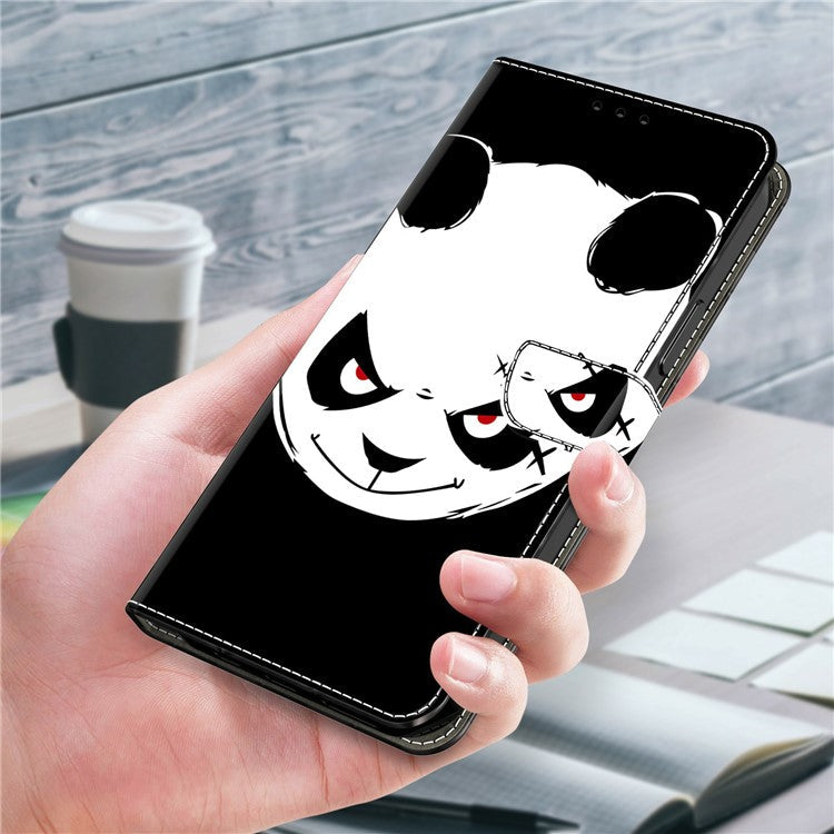 For Google Pixel 9 Pro / Pixel 9 Case Pattern Printing Anti-Drop Leather Flip Wallet Phone Cover - Angry Panda