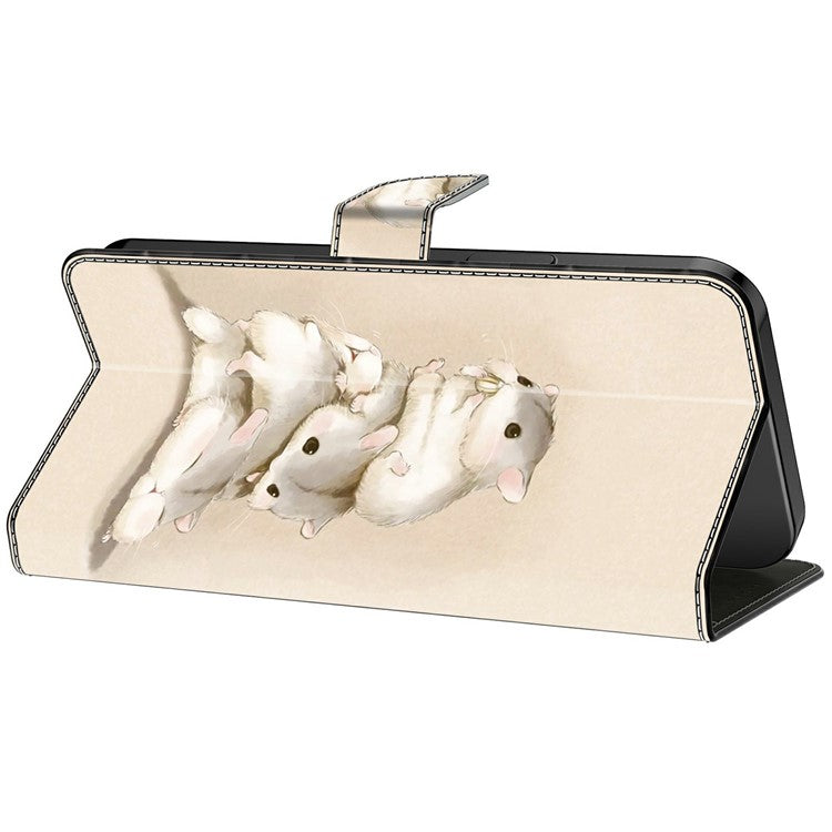 For iPhone 16 Pro Case Pattern Printing Anti-Drop Leather Flip Wallet Phone Cover - Stacking Squirrels