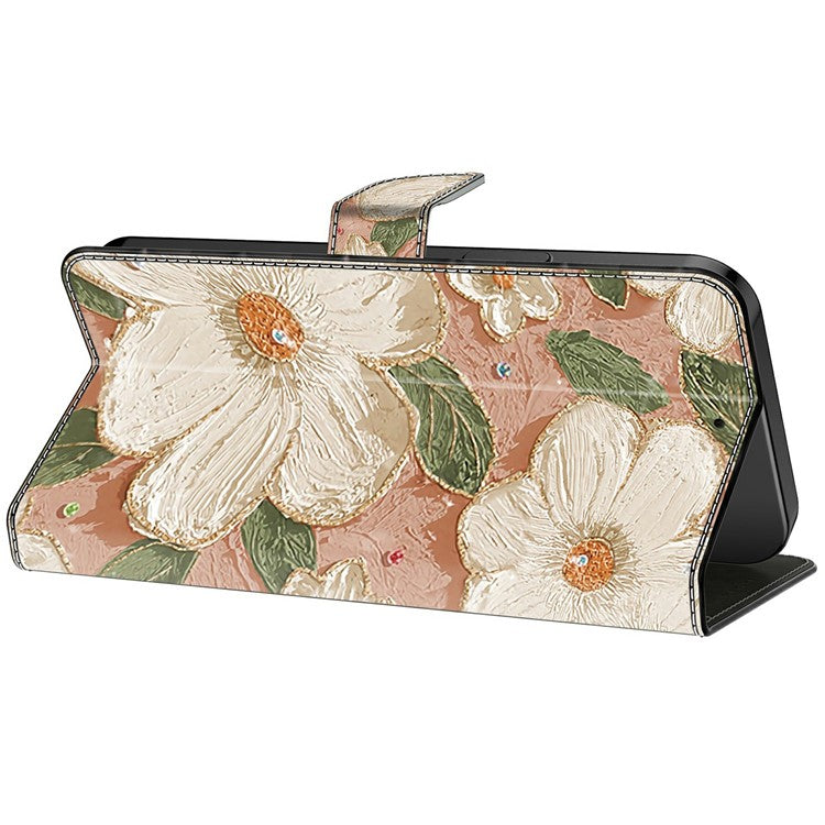 For Google Pixel 9 Pro XL Case Pattern Printing Anti-Drop Leather Flip Wallet Phone Cover - Beige Flowers