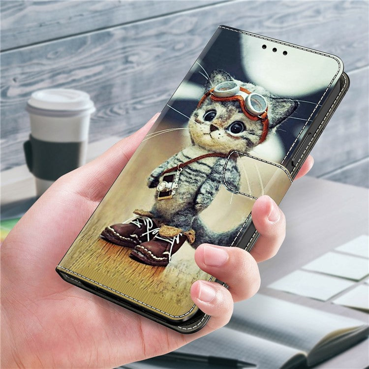 For Google Pixel 9 Pro XL Case Pattern Printing Anti-Drop Leather Flip Wallet Phone Cover - Naughty Cat