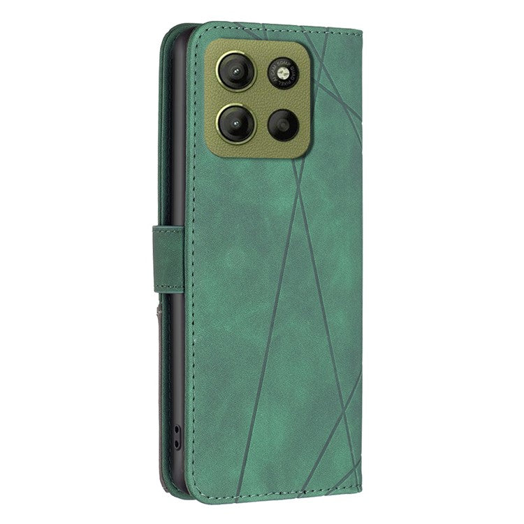 BINFEN COLOR BF05 For Motorola Moto G15 4G Case Leather Phone Cover Wallet Stand - Green