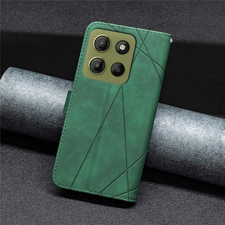 BINFEN COLOR BF05 For Motorola Moto G15 4G Case Leather Phone Cover Wallet Stand - Green