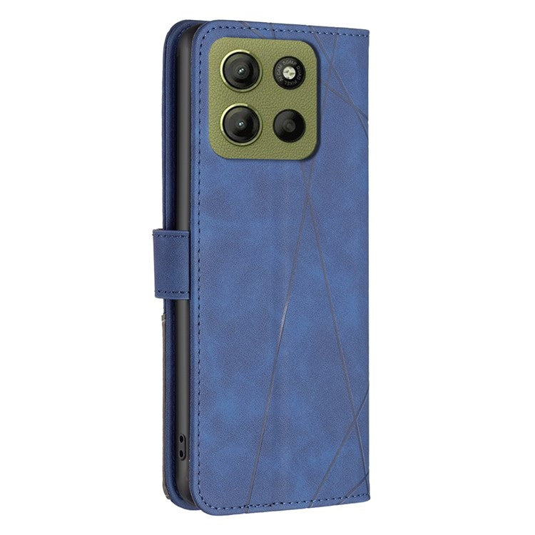 BINFEN COLOR BF05 For Motorola Moto G15 4G Case Leather Phone Cover Wallet Stand - Blue