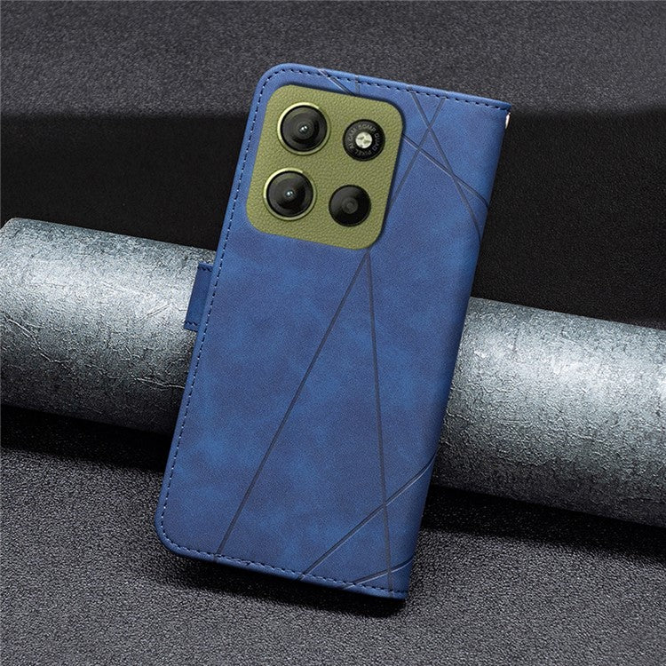 BINFEN COLOR BF05 For Motorola Moto G15 4G Case Leather Phone Cover Wallet Stand - Blue