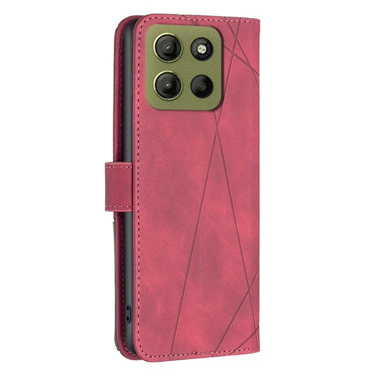 BINFEN COLOR BF05 For Motorola Moto G15 4G Case Leather Phone Cover Wallet Stand - Red