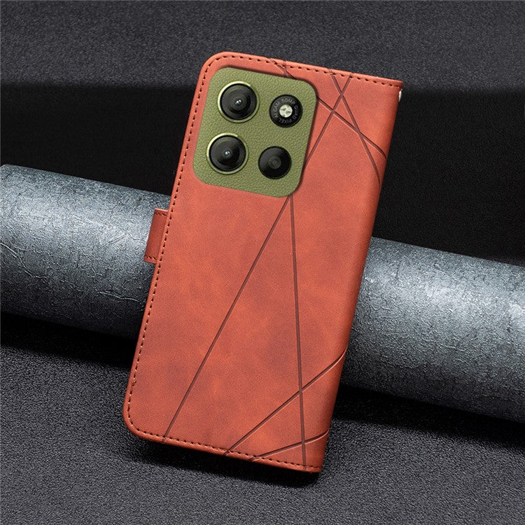 BINFEN COLOR BF05 For Motorola Moto G15 4G Case Leather Phone Cover Wallet Stand - Brown