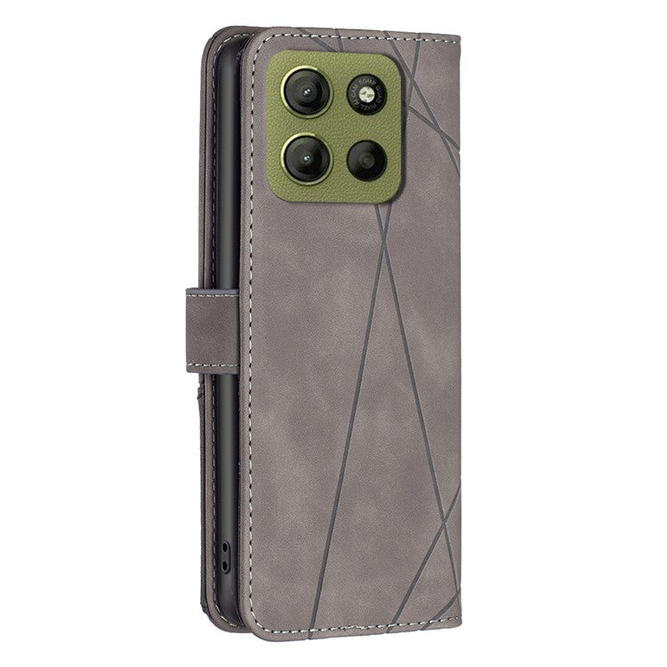 BINFEN COLOR BF05 For Motorola Moto G15 4G Case Leather Phone Cover Wallet Stand - Grey