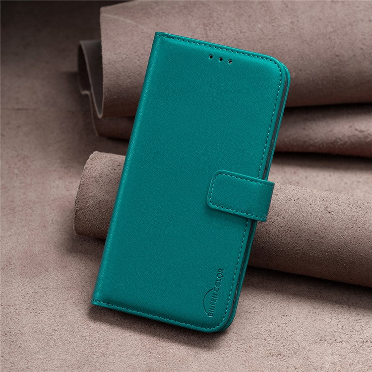 BINFEN COLOR BF17 For Motorola Moto G15 4G Case Wallet Folio Flip Leather Cover - Green