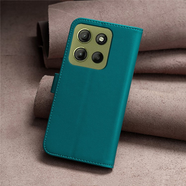 BINFEN COLOR BF17 For Motorola Moto G15 4G Case Wallet Folio Flip Leather Cover - Green