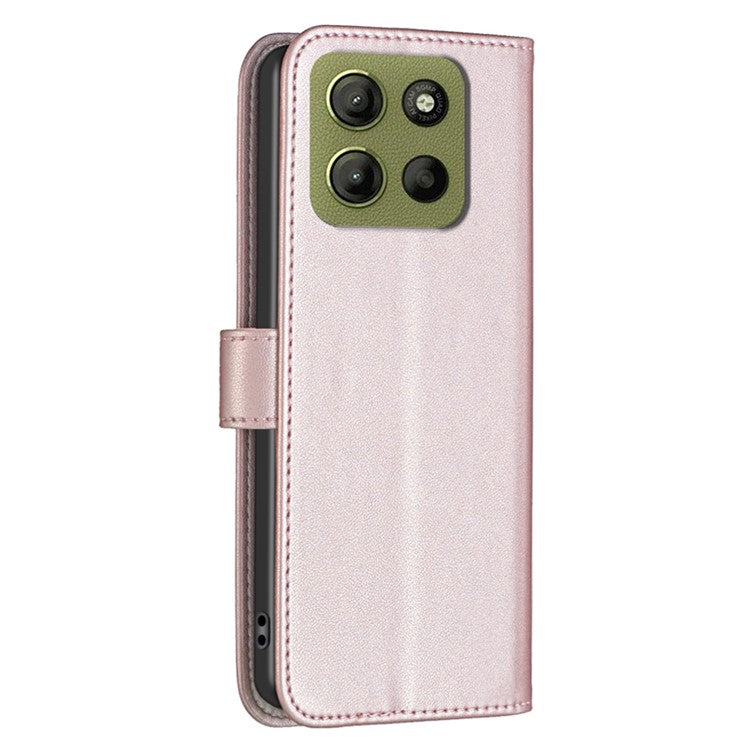 BINFEN COLOR BF17 For Motorola Moto G15 4G Case Wallet Folio Flip Leather Cover - Rose Gold