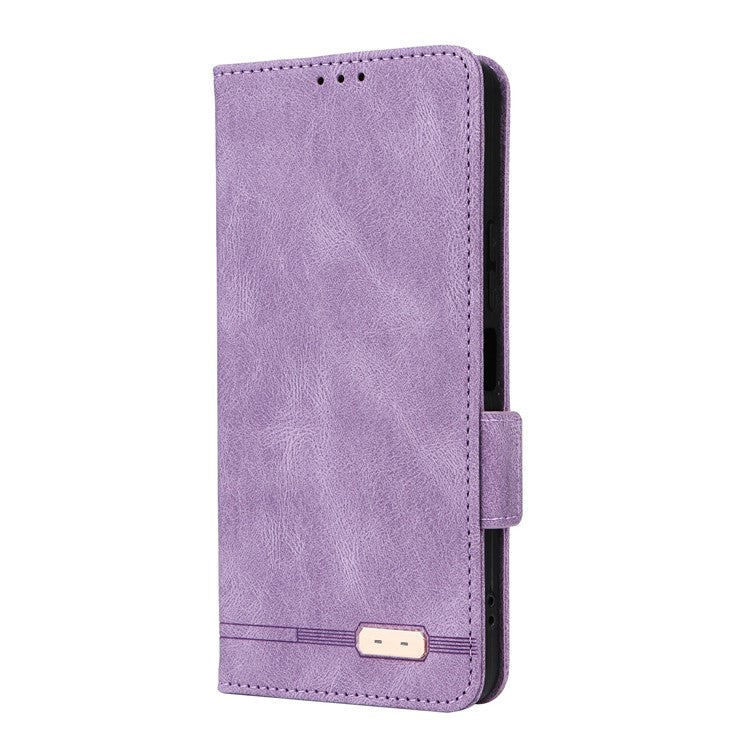 For vivo Y19s 4G Case Leather Wallet Flip Phone Cover with Hardware Decor - Purple