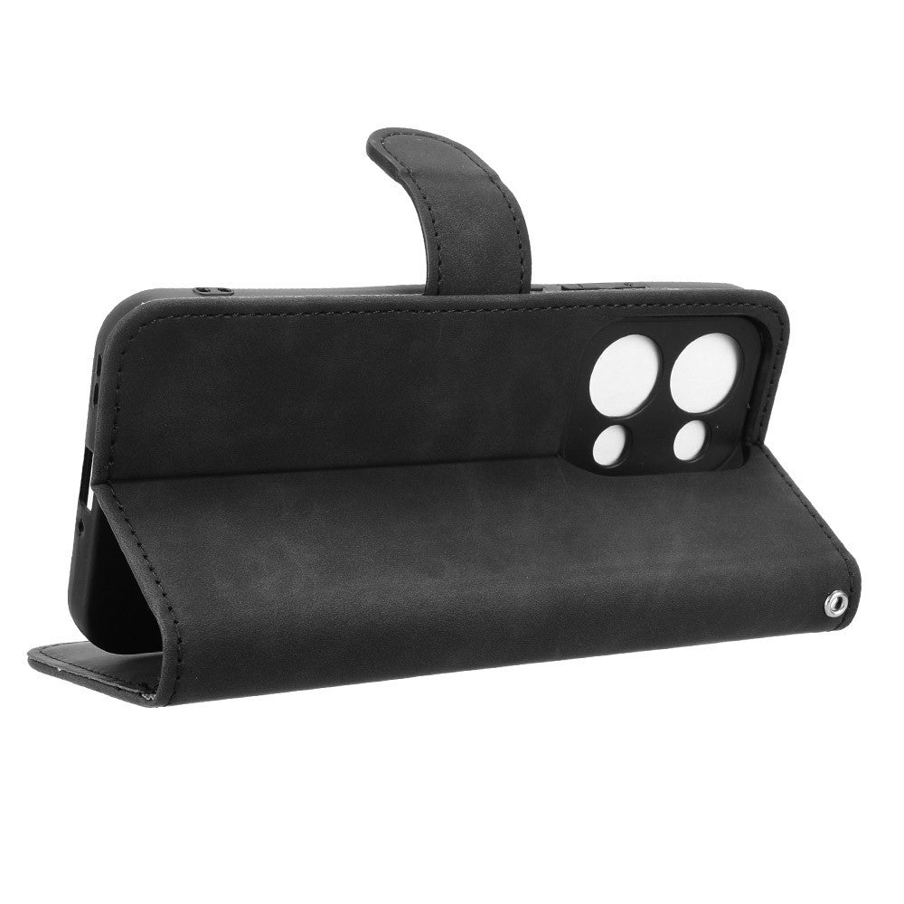 For Oppo Reno13 5G (Global) Leather Case Skin Feel Anti Drop Wallet Flip Phone Cover - Black