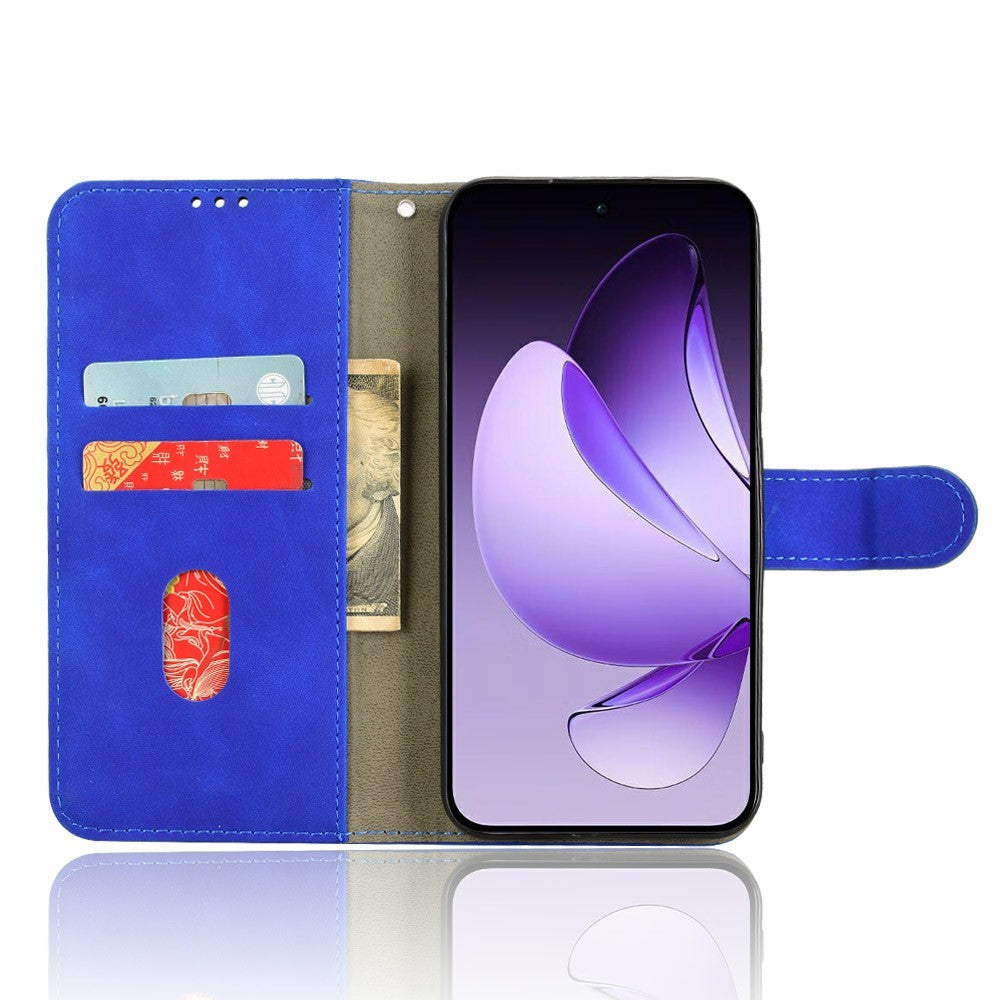 For Oppo Reno13 5G (Global) Leather Case Skin Feel Anti Drop Wallet Flip Phone Cover - Blue