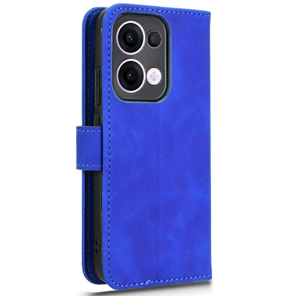 For Oppo Reno13 5G (Global) Leather Case Skin Feel Anti Drop Wallet Flip Phone Cover - Blue