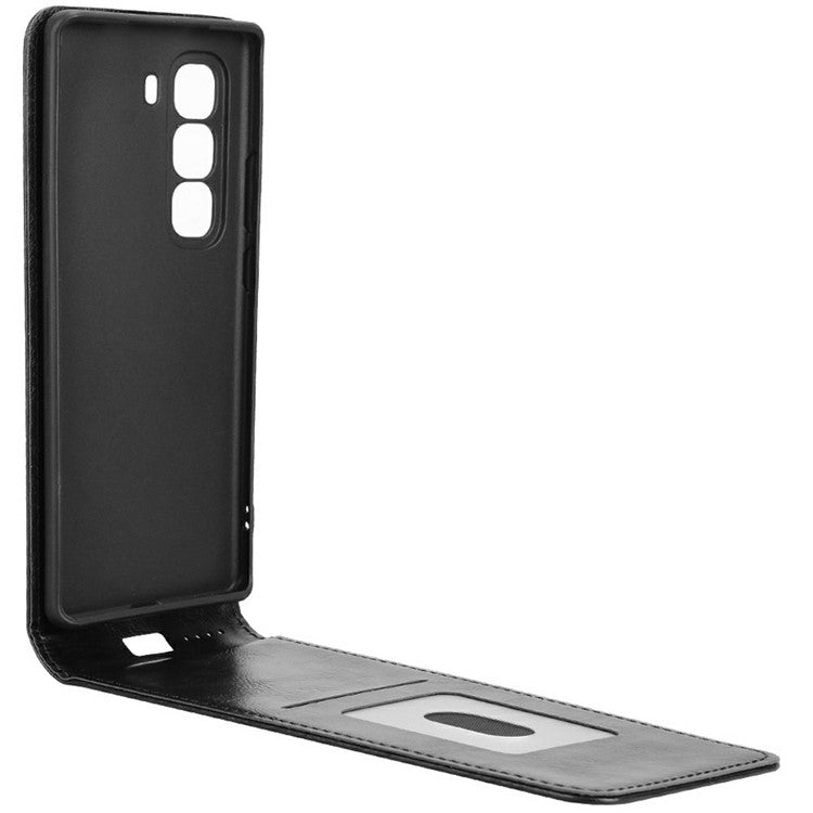 For Infinix Hot 50 Pro 4G X6881 Case with Card Slot Magnetic Vertical Flip Leather Phone Cover - Black