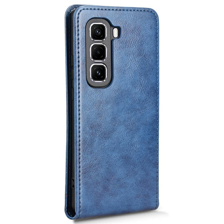 For Infinix Hot 50 Pro 4G X6881 Case with Card Slot Magnetic Vertical Flip Leather Phone Cover - Dark Blue