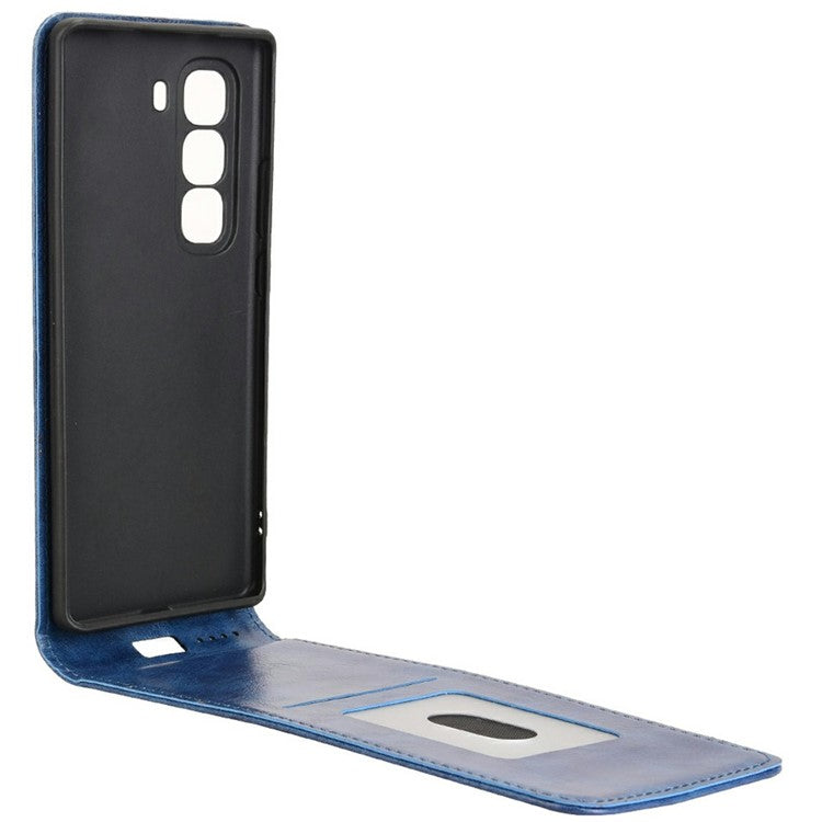 For Infinix Hot 50 Pro 4G X6881 Case with Card Slot Magnetic Vertical Flip Leather Phone Cover - Dark Blue