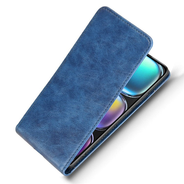 For Infinix Hot 50 Pro 4G X6881 Case with Card Slot Magnetic Vertical Flip Leather Phone Cover - Dark Blue