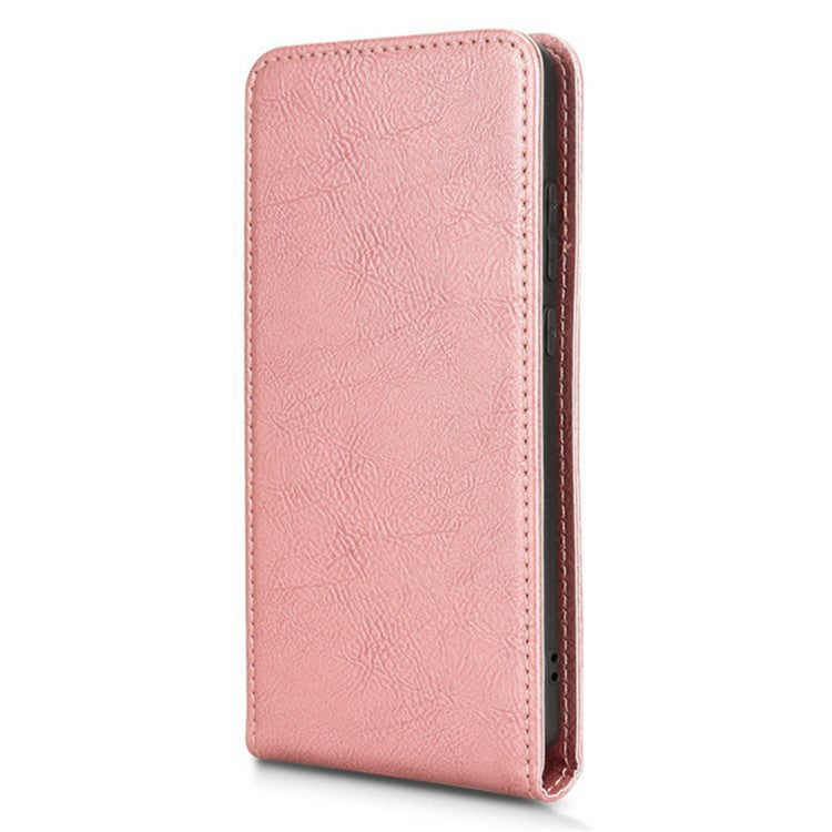 For Infinix Hot 50 Pro 4G X6881 Case with Card Slot Magnetic Vertical Flip Leather Phone Cover - Rose Gold