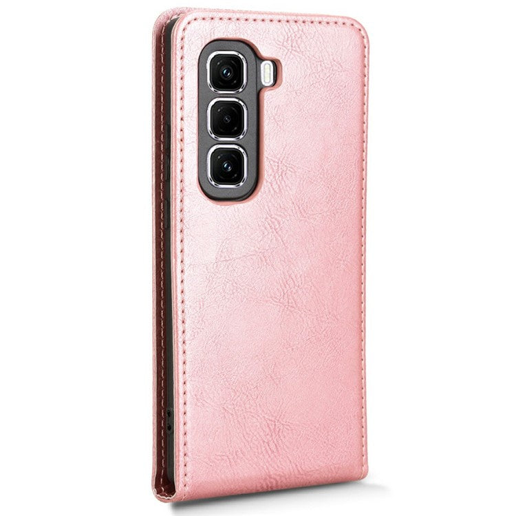 For Infinix Hot 50 Pro 4G X6881 Case with Card Slot Magnetic Vertical Flip Leather Phone Cover - Rose Gold