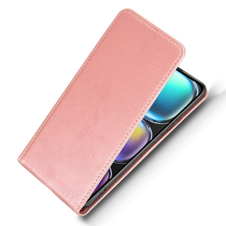 For Infinix Hot 50 Pro 4G X6881 Case with Card Slot Magnetic Vertical Flip Leather Phone Cover - Rose Gold
