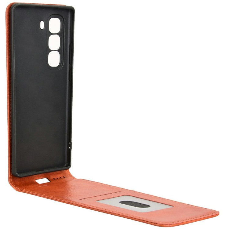 For Infinix Hot 50 Pro 4G X6881 Case with Card Slot Magnetic Vertical Flip Leather Phone Cover - Orange
